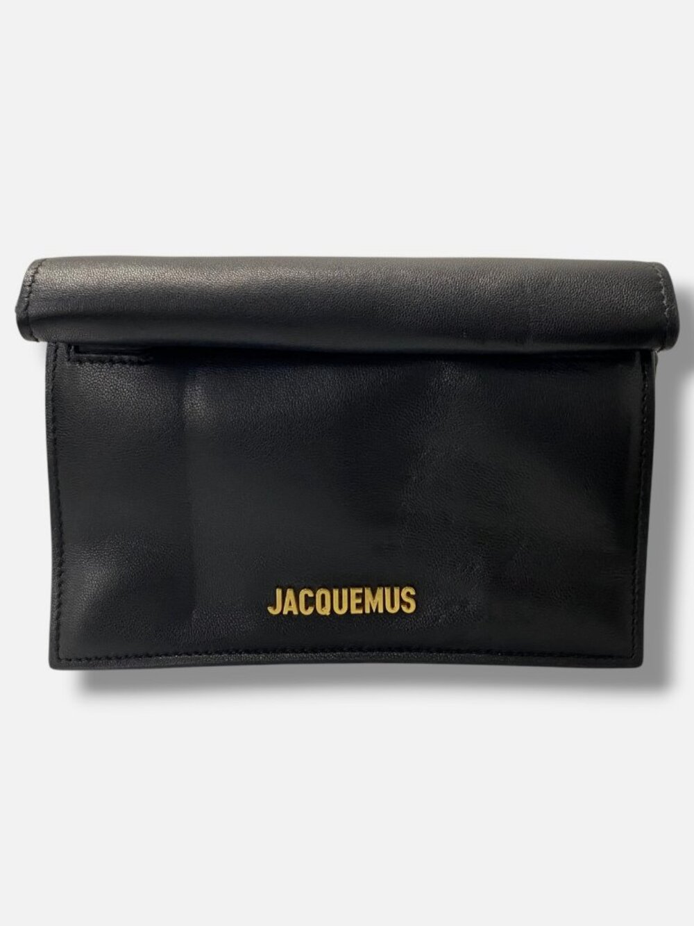 Jacquemus Women's Black Leather Roll Open La Petite Pochette Rond Crossbody Bag